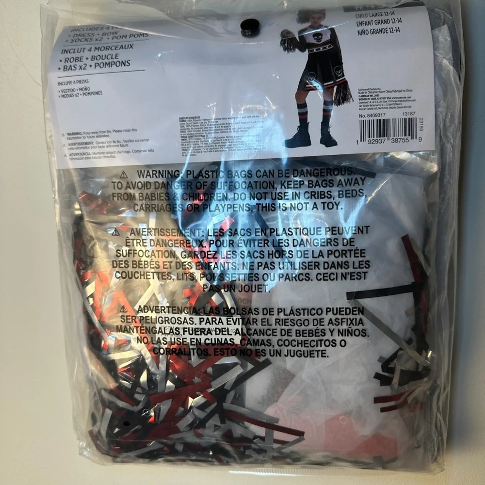NWT Fear Squad Cheerleader Halloween Costume with Skull Design - Picture 4 of 4